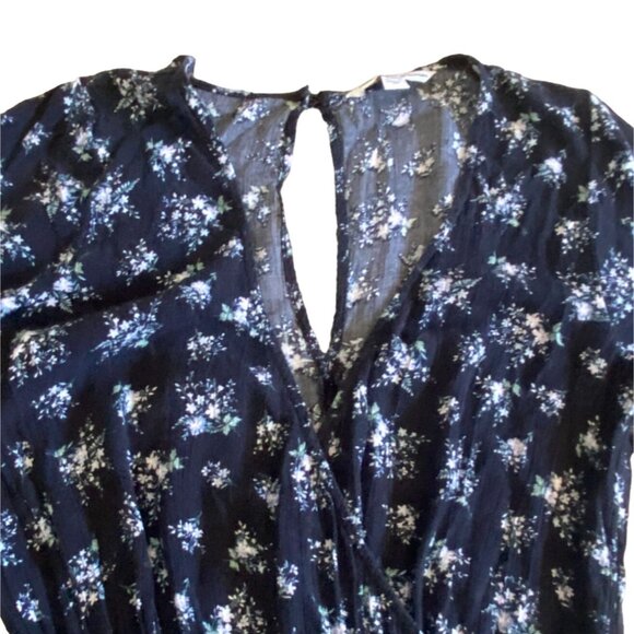 American Eagle Outfitters Bell Sleeve Floral Romper-Size M-Navy Blue-GUC - Picture 4 of 9